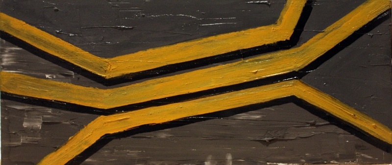 Yellow stripes on grey