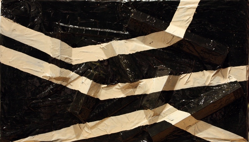 White stripes on black